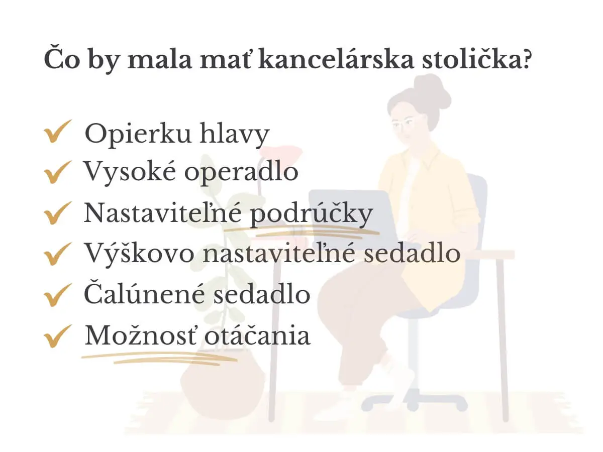 čo by mala mať kancelárská stolička
